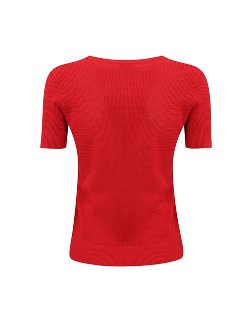 Maglia in viscosa punto rete con logo a intarsio Elisabetta Franchi | MK81Q46E2CG5